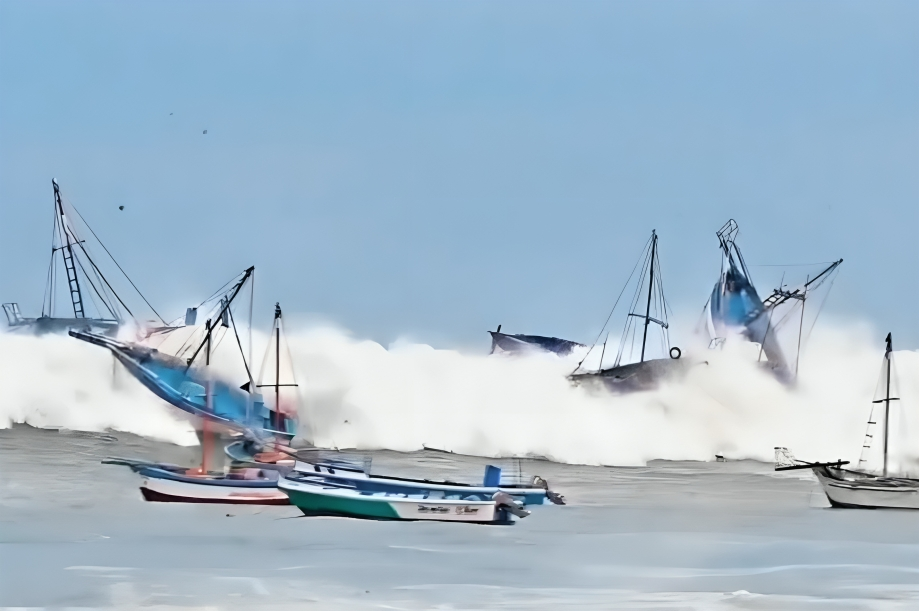 Botes de pesca siendo volcados por oleajes anómalos en Piura y Tumbes