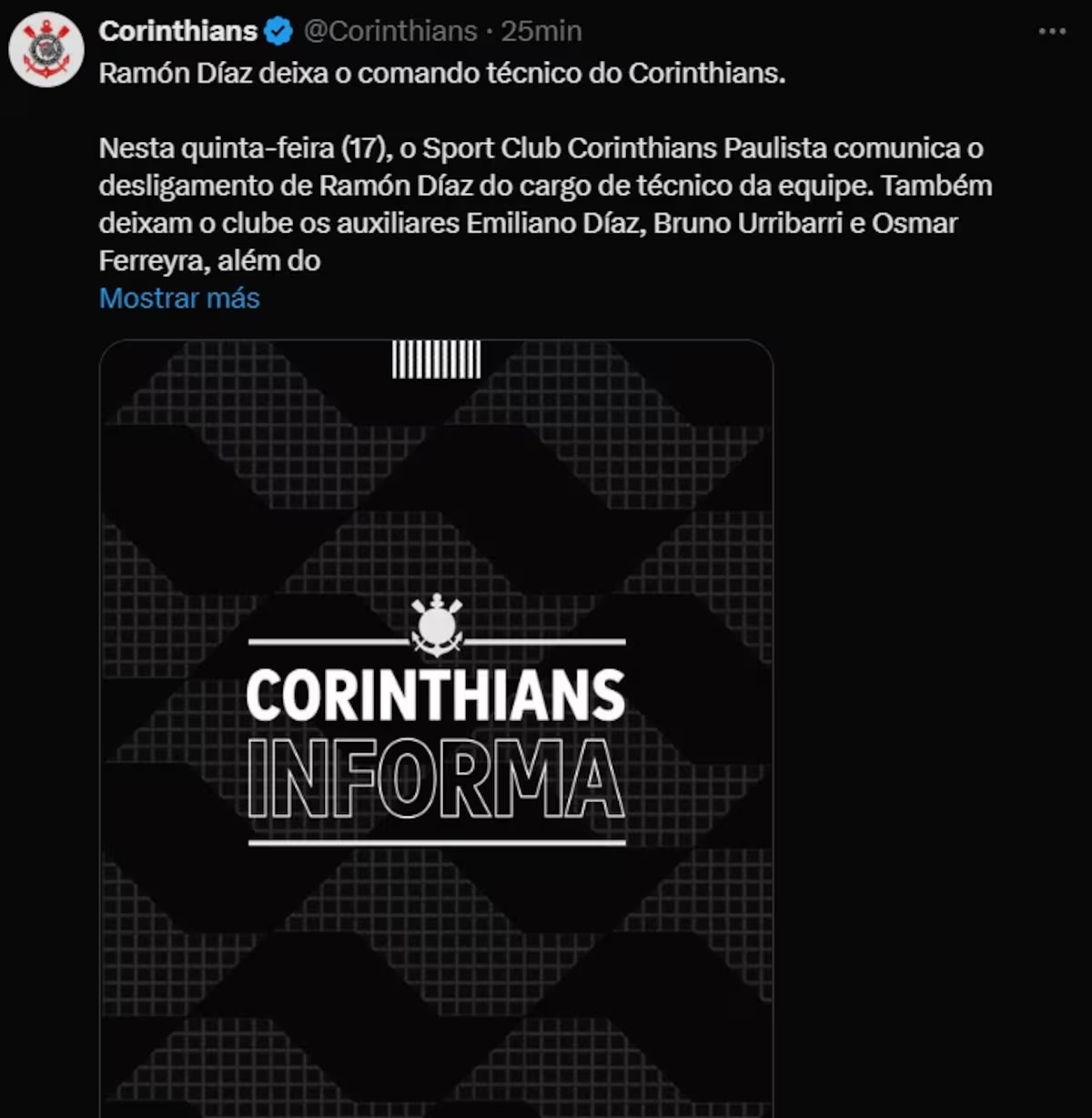 Carrillo se quedó sin técnico: Ramón Díaz dejó Corinthians de Brasil