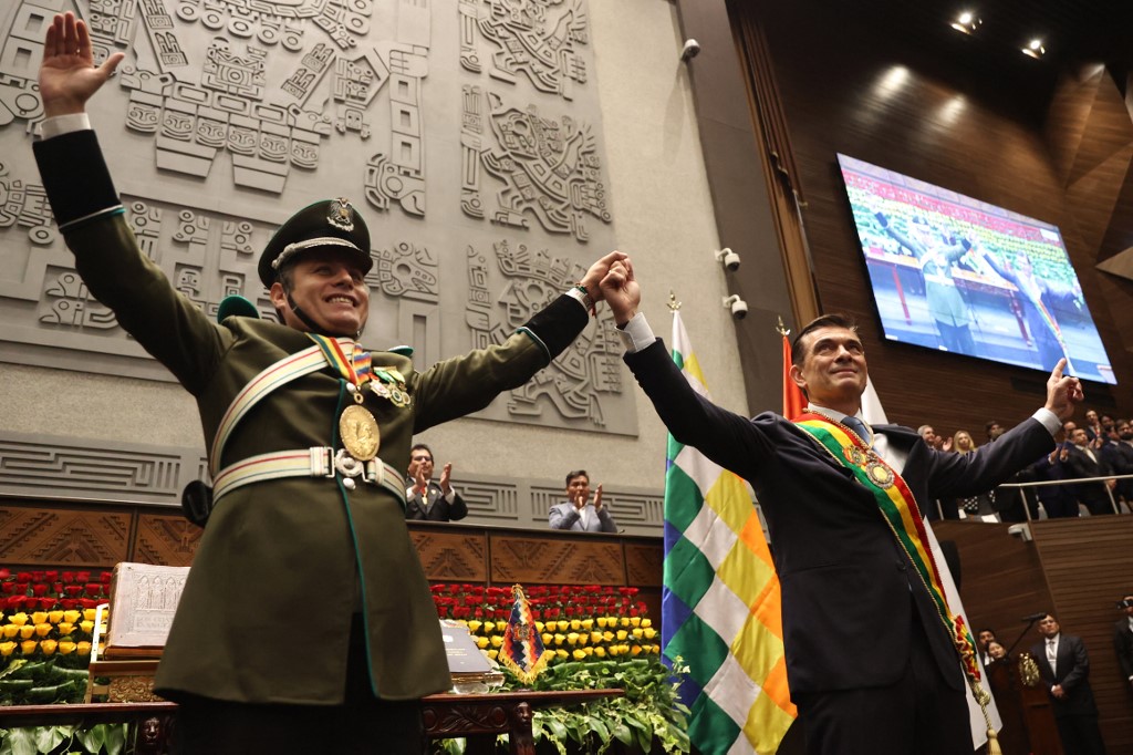 Rodrigo Paz ofrece su primer discurso como presidente de Bolivia. Foto: AFP