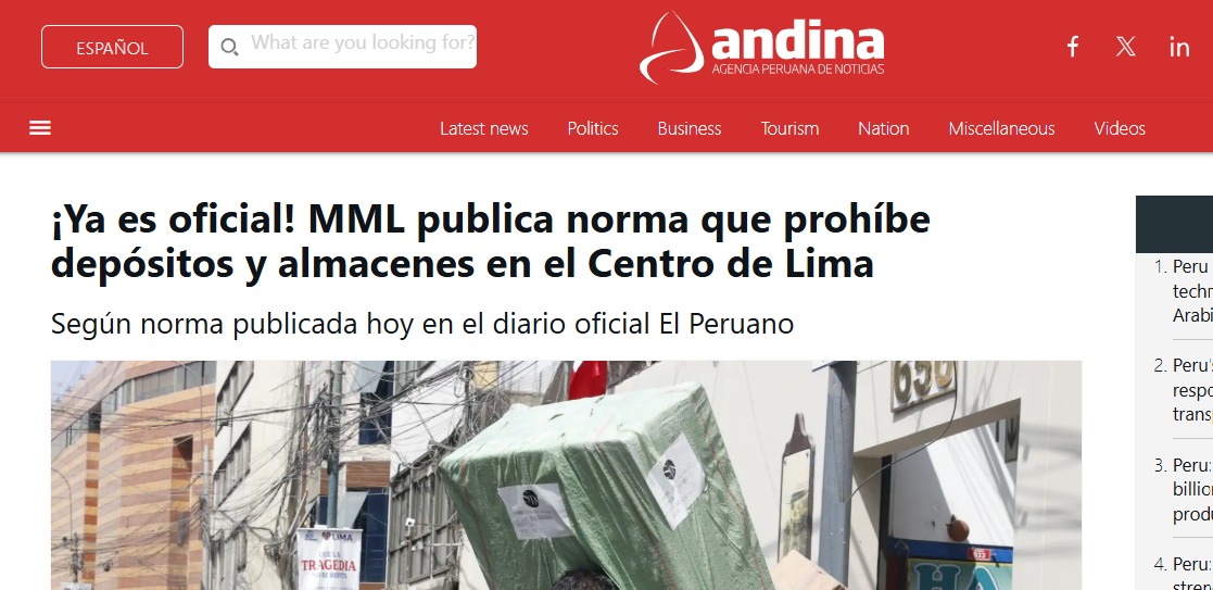 Ordenanza municipal Lima