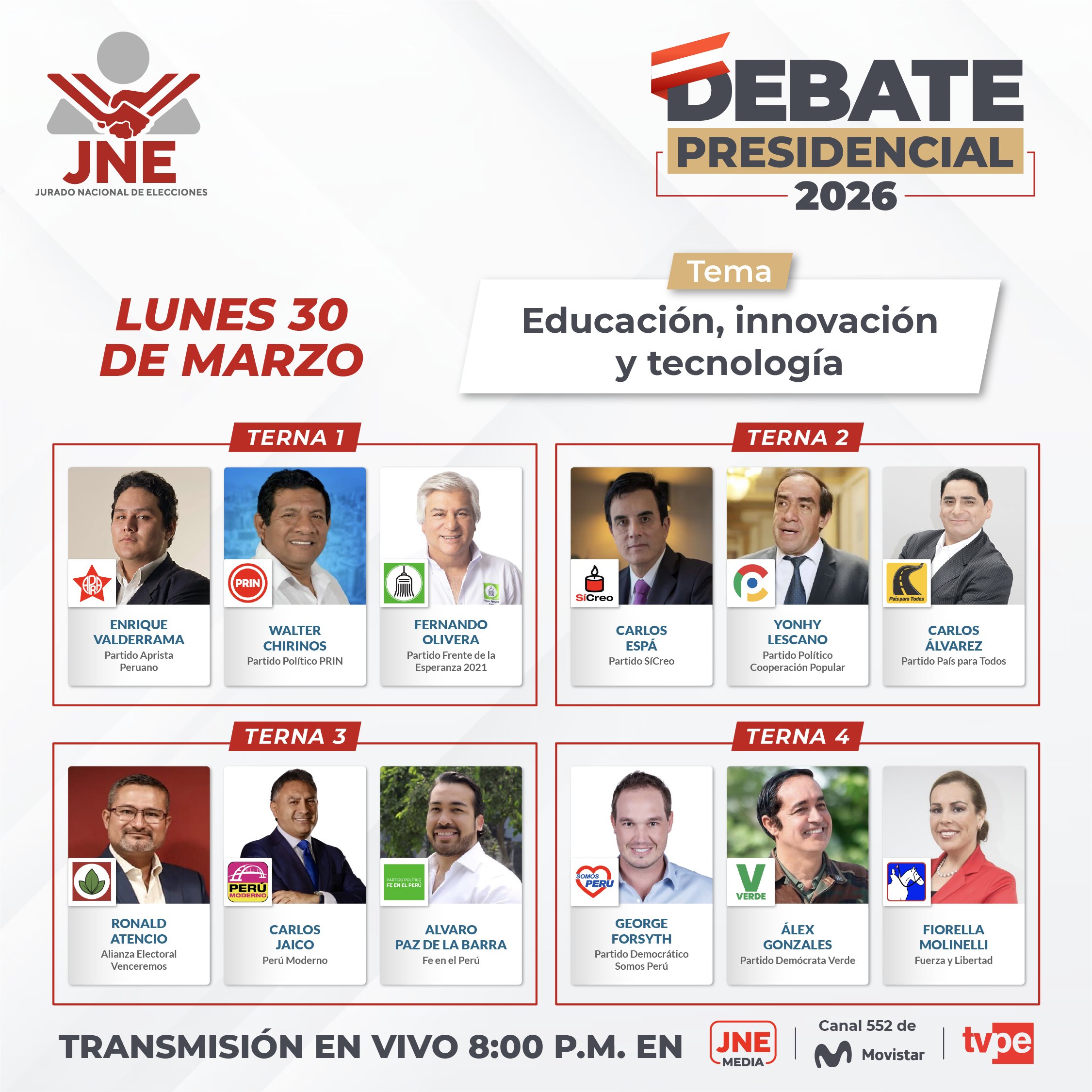 ternas 30 de marzo
