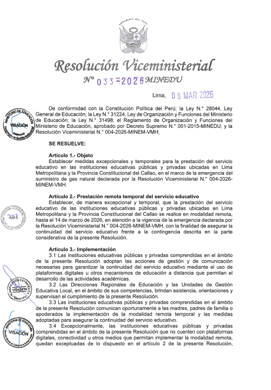 resolucion minedu clases virtuales