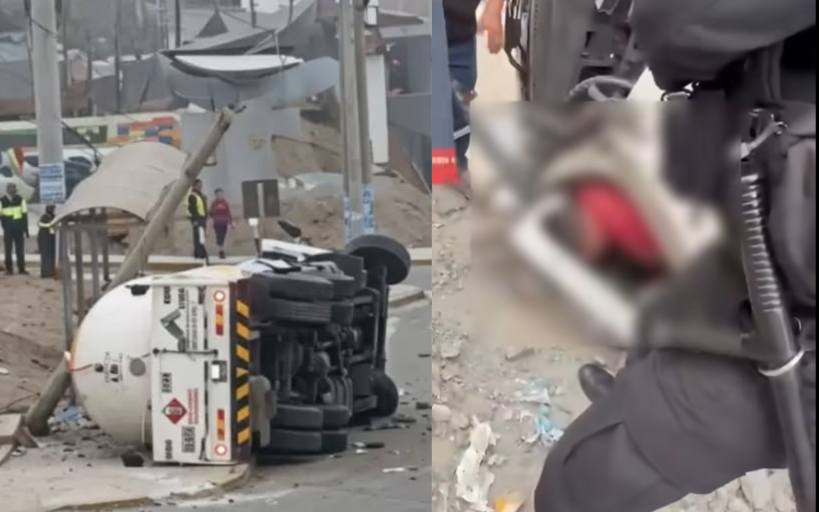 Comas: Camión cisterna de gas se volcó en Av. Revolución