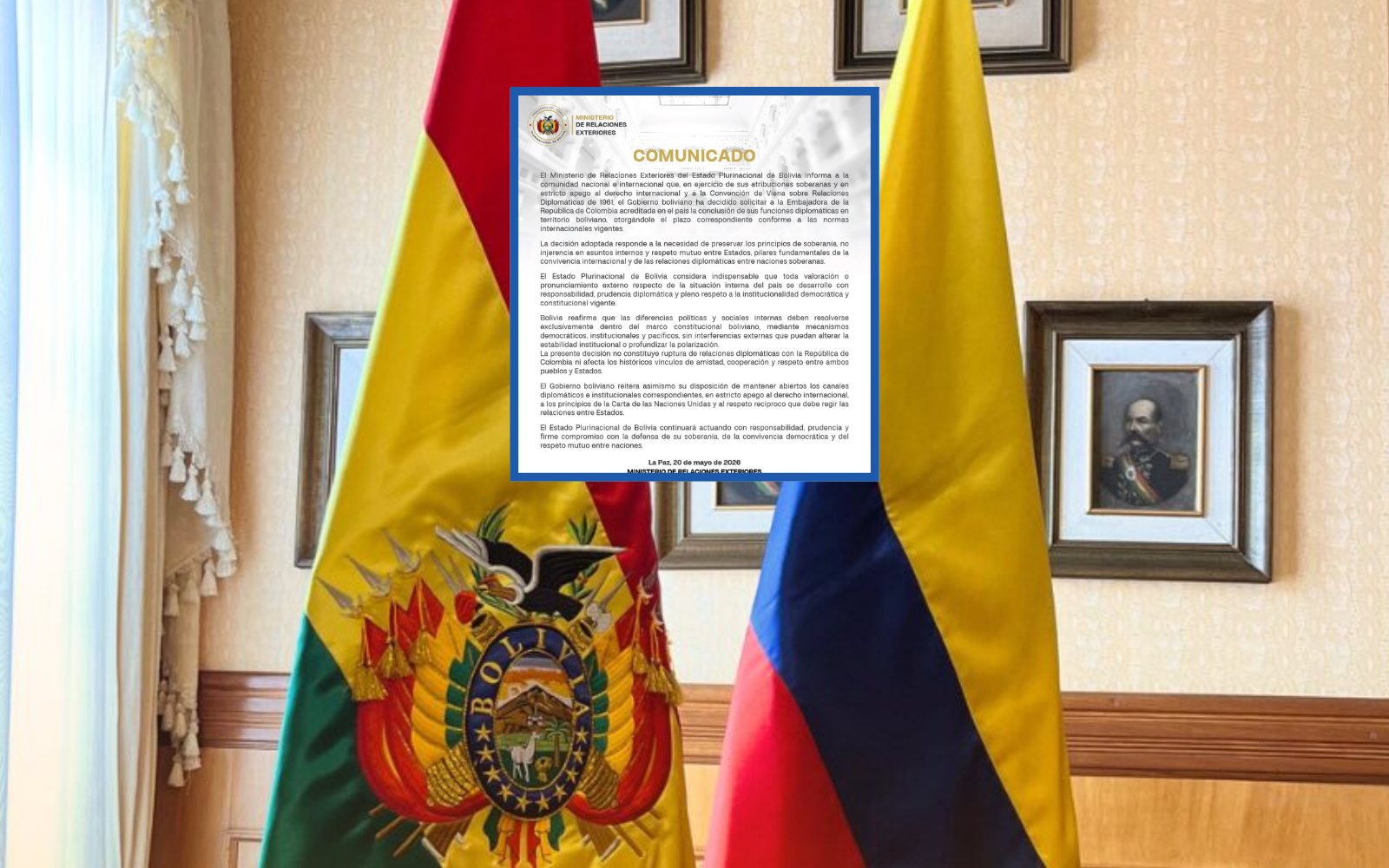 Bolivia expulsa a embajadora de Colombia