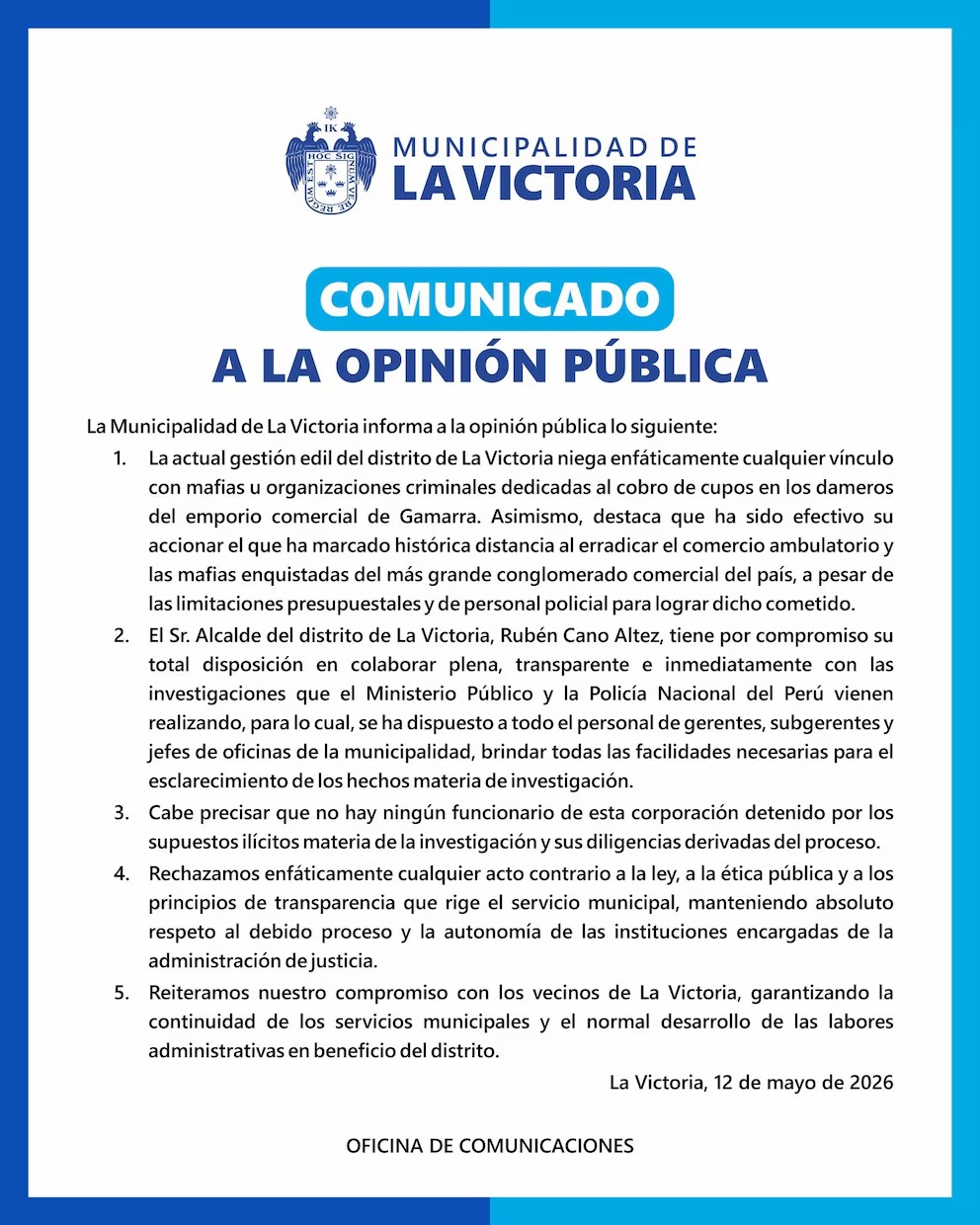 Municipalidad niega detención de funcionarios