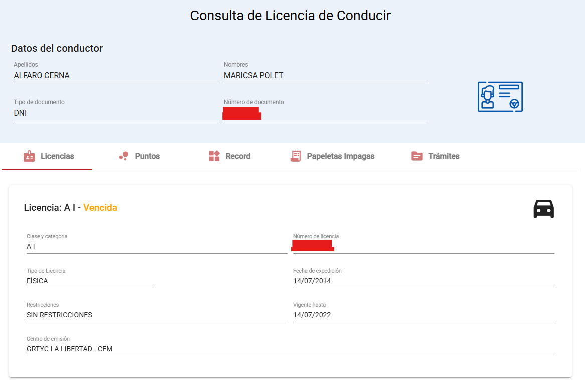 licencia vencida