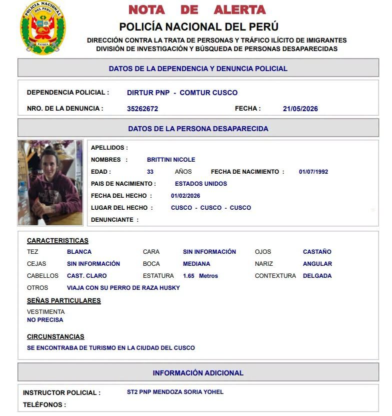 reporte desaparecida nicole brittini