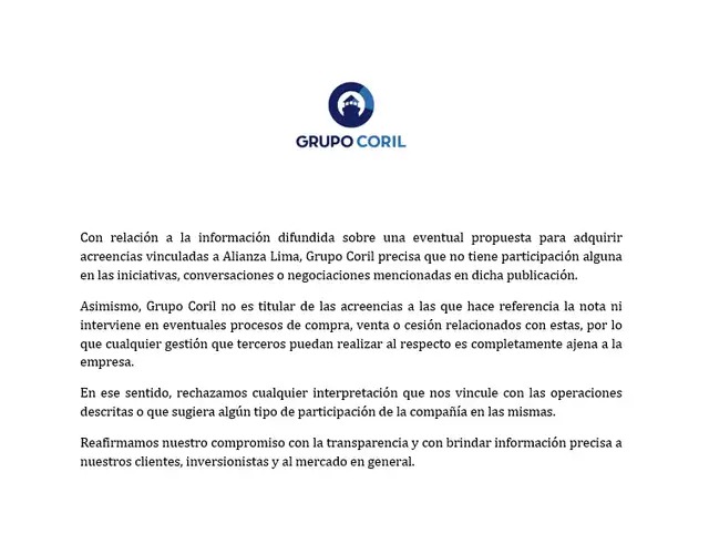 Alianza Lima comunicado Grupo Coril Paolo Guerrero acreencias