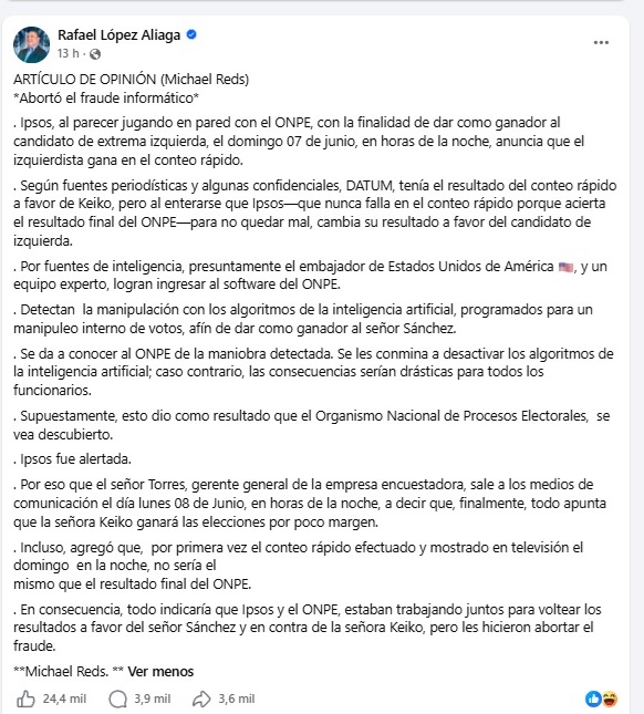 Fake de Rafael López Aliaga
