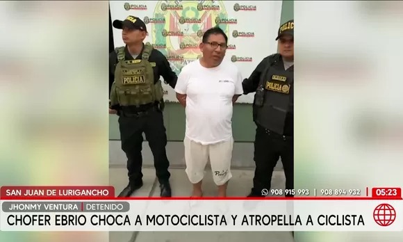 SJL: chofer ebrio choca contra motociclista y atropella a ciclista de 74 años