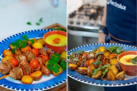 Brochetas de lomo saltado