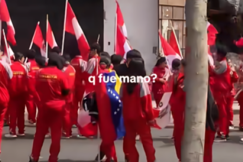 Niña viral bandera de Venezuela desfile escolar Perú