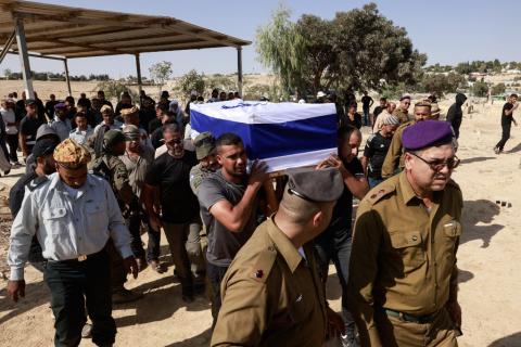 Restos de un rehén entregado por Hamás. Foto: AFP