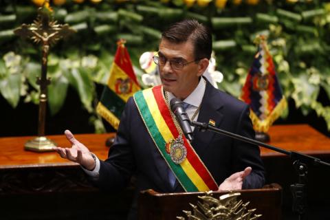 Rodrigo Paz ofrece su primer discurso como presidente de Bolivia. Foto: AFP