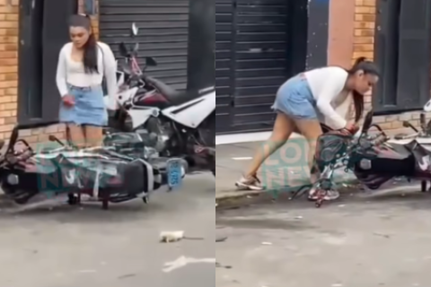 Mujer destruye moto de su pareja tras descubrir infidelidad