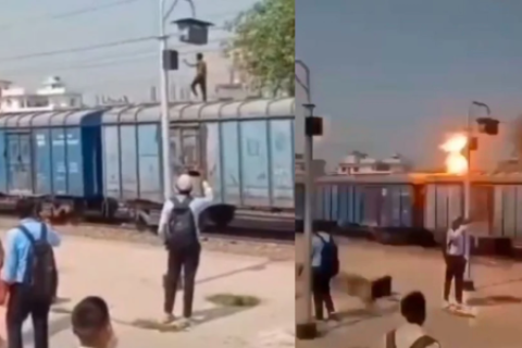 Sujeto muere electrocutado tras caminar en el techo de un tren VIDEO