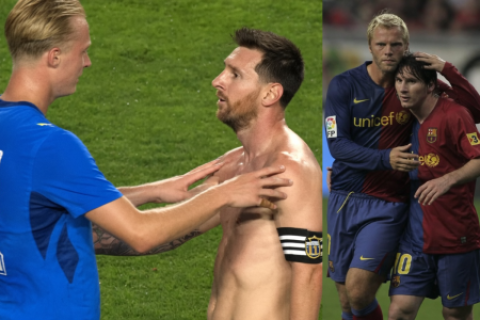 Daniel Gudjohnsen y Lionel Messi Argentina vs Islandia