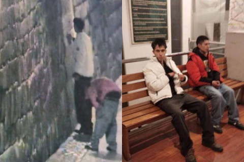 Detienen a dos jóvenes por vandalizar con grafitis muros incas en el centro histórico de Cusco