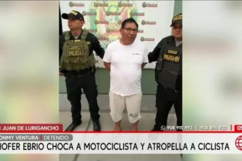 SJL: chofer ebrio choca contra motociclista y atropella a ciclista de 74 años